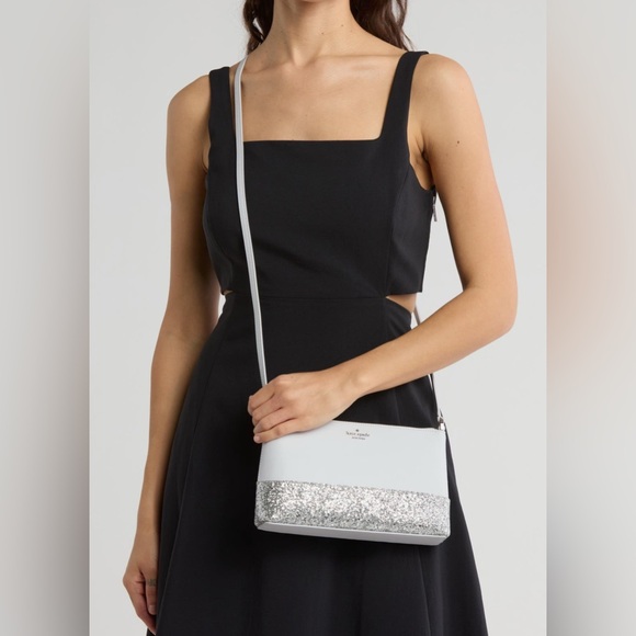 Kate Spade Silver Sparkle Crossbody Bag || Grey - Picture 3 of 15